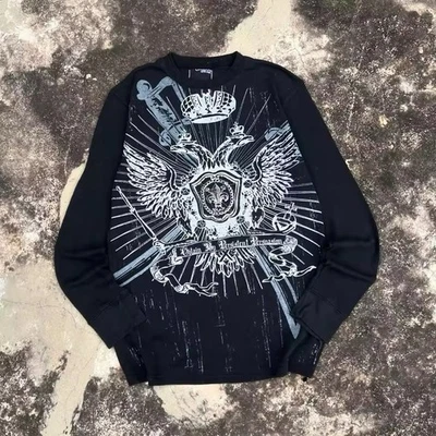 Gótico Southpole Manga Longa Masculino Moda Retrô Estampa de Caveira Americana - Imagem 1 de 4