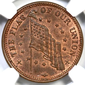 Undated F-214/416 a NGC MS 65 RB FLAG OF OUR UNION - DIX Civil War Token - Picture 1 of 3