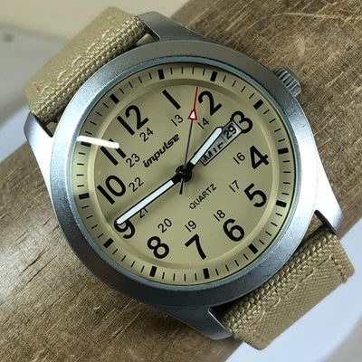 Reloj Impulse Steinhausen Hombre IM8479ST Día de Campo Fecha Nylon Cuarzo 41mm 7 1/4" Foto 1 de 4