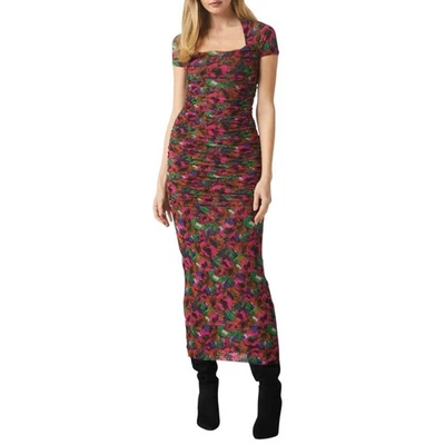 Vestido MISA Talla S Los Angeles Marilyn Floral Acanalado Midi Tono Joya Malla Para Mujer Foto 1 de 4