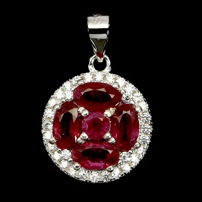 925 Sterling Silver Pendant Oval Ruby 5x3mm Natural Gemstone Jewelry - Image 1 of 4