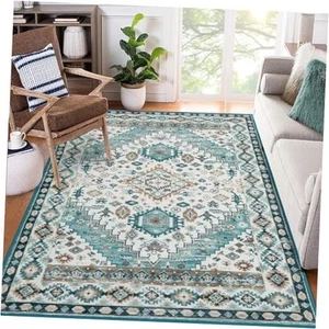 Vintage Bohemian Area Rug 4x6 Washable Rug Oriental Floral Print Floor Cover - Picture 1 of 8