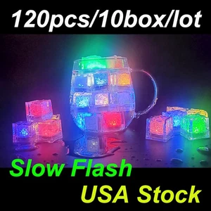 120PCS Waterproof Light Up Led Ice Cubes for Party Drinks Slow Glowing Ice Cube - Picture 1 of 8