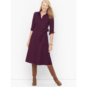 Talbots Shirt Dress Womens Petites 12P Purple Long Sleeve Collar 100% Cotton B64 - Picture 1 of 8
