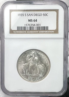 1935-S San Diego 50C Classic Commemorative Half Dollar NGC MS64 Silver Coin - Image 1 of 4