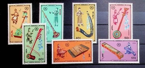 MONGOLIA Sc 1539-45 NH ISSUE OF 1986 - MUSICAL INSTRUMENTS - (LO25) - Picture 1 of 1