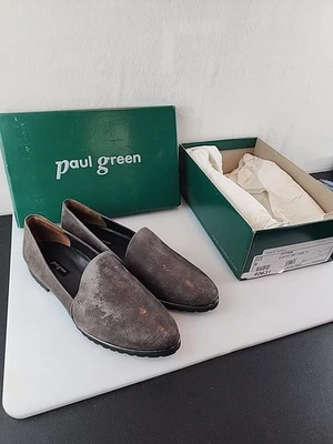 Zapatos Mocasines Paul Green Para Mujer 8 Marrón Iridiscente Gamuza Cuero Sin Cordones Foto 1 de 4