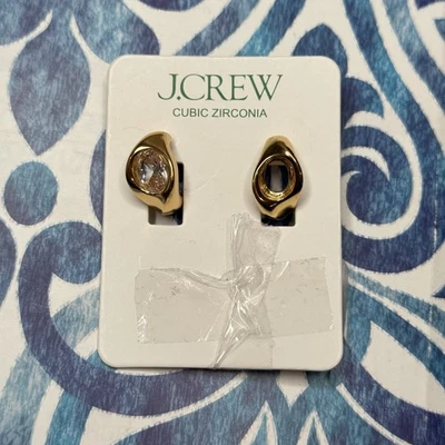 Pendientes de aro J.CREW NUEVOS CON ETIQUETAS de cristal dorado esculpido CB850 Foto 1 de 3