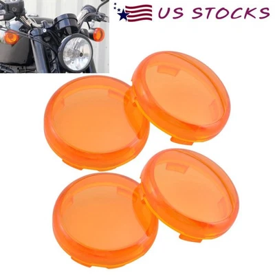 4Pcs Turn Signal Light Amber Lens Cover For Harley Davidson Electra Glide Dyna - Image 1 of 4