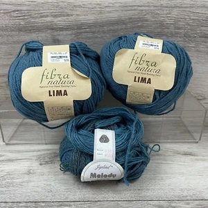 Blue Yarn Lot (3) 100% Wool Fibra Natura & Jojoland Total 250 Grams / 724 Yards - Picture 1 of 9