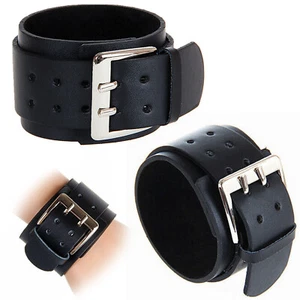 Leather Cuff Bracelet Punk Wide Wristband Adjustable Wrap Bracelet for Women Men - Picture 1 of 20