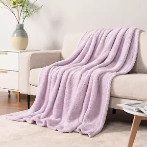 Super Soft Blanket Lightweight Sherpa Fleece Warm Fluffy Throws Couch Sofa Bed - Picture 1 of 169
