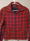 Braebrook Red Plaid Zip Jacket Wool Blend Acedemia 80s Size 8 Lined Preppy Women
