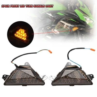 Front LED Turn Signals Light For KAWASAKI NINJA 250/300/400/650/1000 ZX-6R BE Foto 1 de 4