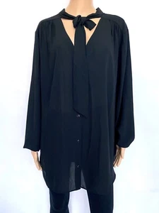 NWT! NEW! NYDJ Plus Size 3X Black Bow Blouse Shirt Top Tunic Women's - Picture 1 of 8