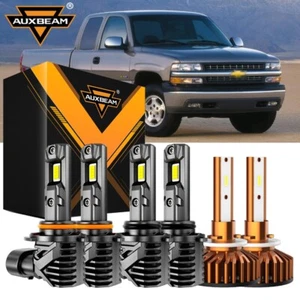6x AUXBEAM 60W LED Headlight Bulbs for Chevy Silverado 1500 1999 2000 2001 2002 - Picture 1 of 11