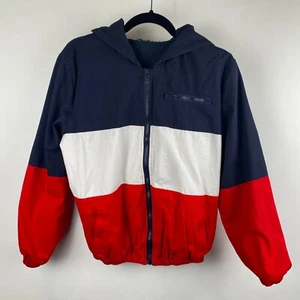Brandy Melville Red White Blue Striped Colorblock Size S Windbreaker Jacket USA - Picture 1 of 9