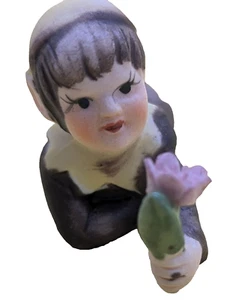 Josef Originals Miniature Garden Fairy Elf Pixie Holding Flowers 700 Series 2.5" - Picture 1 of 7