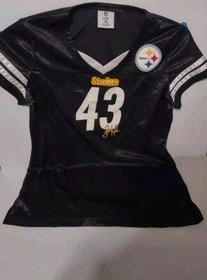 Woman's V-neck 43 Troy Polamalu Signature Jersey NFL team Apparel Pitt Steelers  - Image 1 of 4