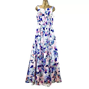 NWT Sleeveless Floral Formal Dress 8 Train Pockets Bloom Glinda Wedding Prom - Picture 1 of 9