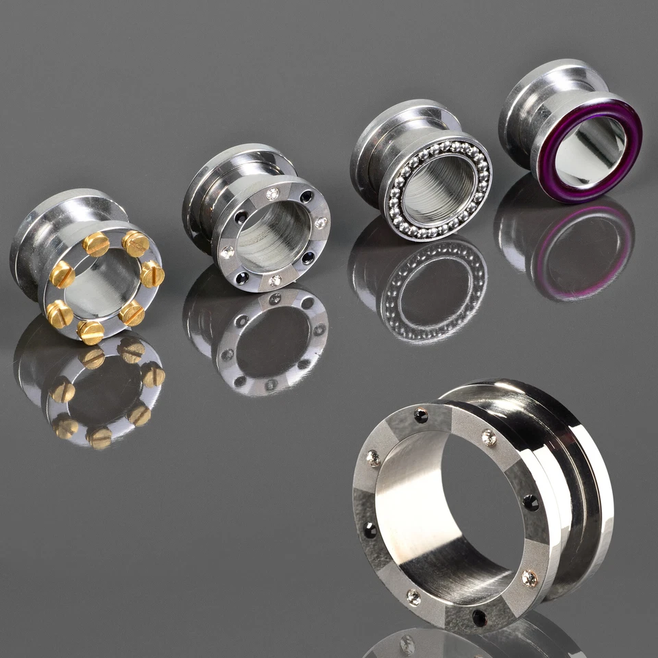 Flesh Tunnel Plug a Vite Acciaio Piercing Orecchio Inox Con Filettatura Z116 - Immagine 1 di 1