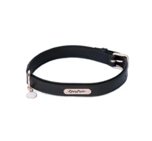 Zippy Paws Legacy Collection Genuine Leather Dog Collar, Black, Sz M, 12-16” - Picture 1 of 6