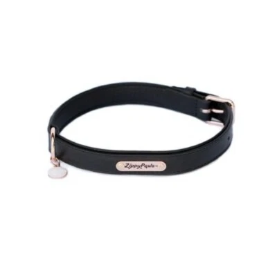 Zippy Paws Legacy Collection Genuine Leather Dog Collar, Black, Sz M, 12-16” - Image 1 of 4
