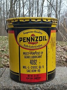 Vintage Pennzoil 5 Gallon Gear Lubricant Can Excellent Graphics!! Metal Handle