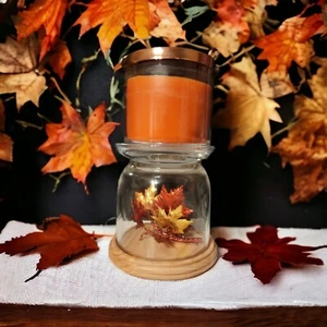 NUEVO Bath & Body Works HOJAS DE OTOÑO 🙂  Campana Vidrio Pedestal 3 Mecha Portavelas - Imagen 1 de 3