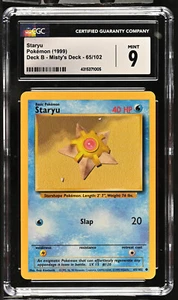 Pokemon CGC 9 COMO NUEVO Staryu Trainer B mazo 1999 conjunto base cartas 65/102 - Imagen 1 de 2