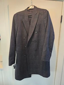 PAUL SMITH PS Men's Plaid Check Gray Fully Lined WOOL BLEND OVERCOAT XL - Picture 1 of 8