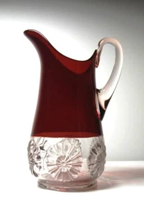 EAPG *** RIVERSIDE GLASS/DOUBLE DAISY = RUBY STAINED = PITCHER = NEAR MINT. - Picture 1 of 7