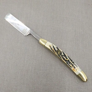 Pequeña maquinilla de afeitar plegable Steel Warrior Cutlery SW-148BAB escamas de hueso de asta marrón - Imagen 1 de 5