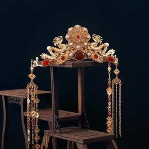 Hanfu Accessories Headwear Show Kimono Hair Crown Tassel Accessories - Picture 1 of 6