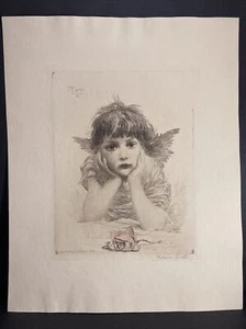 Grabado Cupido en problemas de F.M. Impresión artística tintada Speigle - Imagen 1 de 8