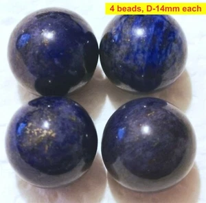 UNTREATED 100% NATURAL LAPIS LAZULI BIG ROUND UNDRILLED BEADS,4 beads, D-14mm - Picture 1 of 2