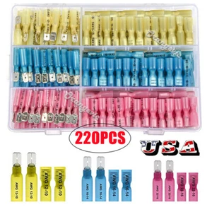 220PCS Heat Shrink Spade Terminal 22-10 AWG Crimp Electrical Wire Connectors Kit - Picture 1 of 12