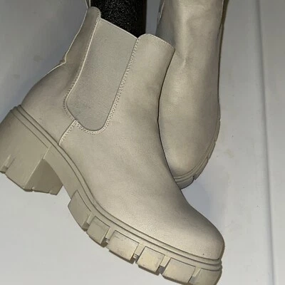 MIA Para Mujer Talla 9M Adea Crema Imitación Cuero Sin Cordones Punta Redonda Botines Zapatos Foto 1 de 4