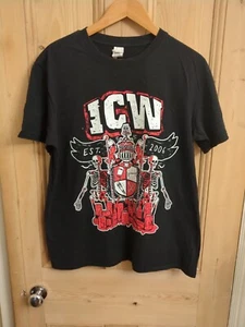 ICW Wrestling T Shirt- Size L- Gilden- P2P 20 Inch - Picture 1 of 4