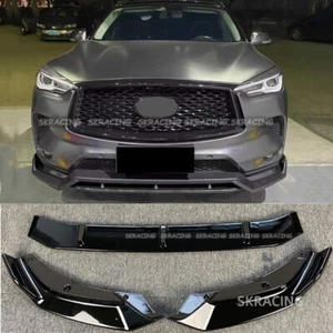 Kit de carrocería alerón labial parachoques delantero negro brillante reacondicionamiento 3 piezas para Infiniti QX50 2019-21 - Imagen 1 de 12