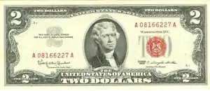 Note de sello rojo 1963 $2 XF/AV - Imagen 1 de 2