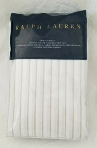 Ralph Lauren Prescot Stripe White & Taupe Twin Flat Sheet $130 NIP - Picture 1 of 9