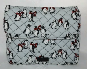 VERA BRADLEY - Iconic Cosmetic Case w/ Brush slots - Playful Penguins Gray - New - Picture 1 of 5
