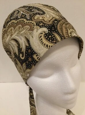 Paisley Lined Medical Scrub Cap Surgery Hat Chef Dental Veterinarian Chemo Cap - Image 1 of 4