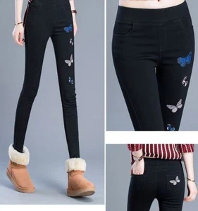 Women's Winter Thermal Thick Fleece Lined Skinny Pencil Pants M - Picture 1 of 5