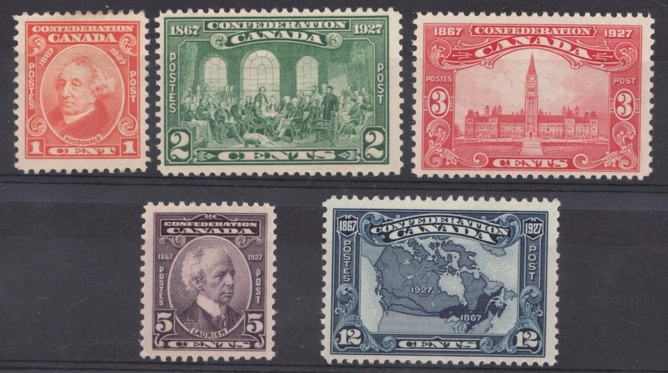 1927 Canada Sc# 141-45 -60th Anniv. of Canadian Confederation. MH  - Image 1 of 1