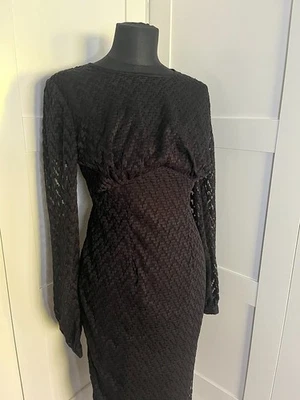 Laura Byrnes Lisa Dress L Black Wiggle Retro PUG (fits like a M or UK 10 - 12) - Imagem 1 de 4