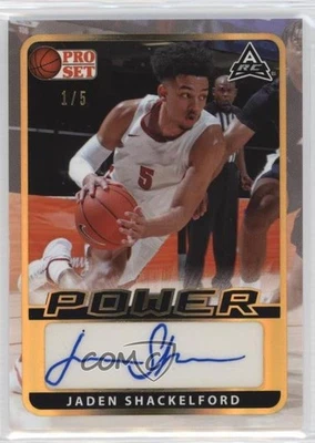 2021-22 Leaf Pro Set Power Base Gold Spectrum Foil /5 Jaden Shackelford Auto - Image 1 of 2