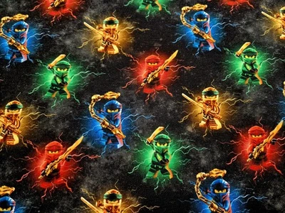 Sommersweat French Terry Ninjago schwarz 50cm x 180cm breit NEU - Bild 1 von 2