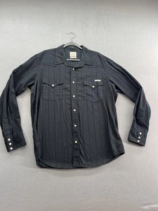 Lucky Brand Shirt Mens Large Black Western Pearl Snap Cotton Long Sleeve Cowboy - Picture 1 of 11
